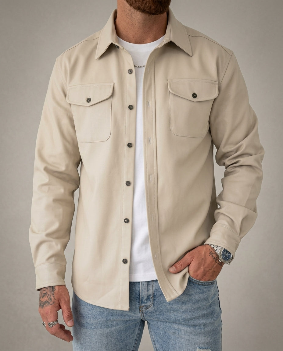 Everett Men's Casual Cotton Cargo Overshirt