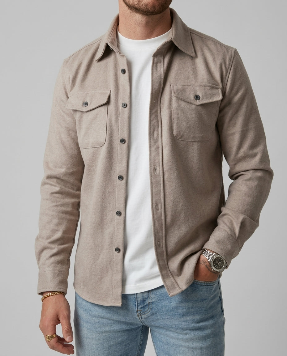 Everett Men's Casual Cotton Cargo Overshirt