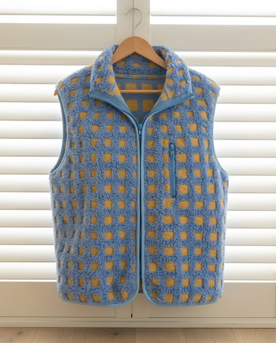 Palmer Women's Plush Checkered Sweater Vest
