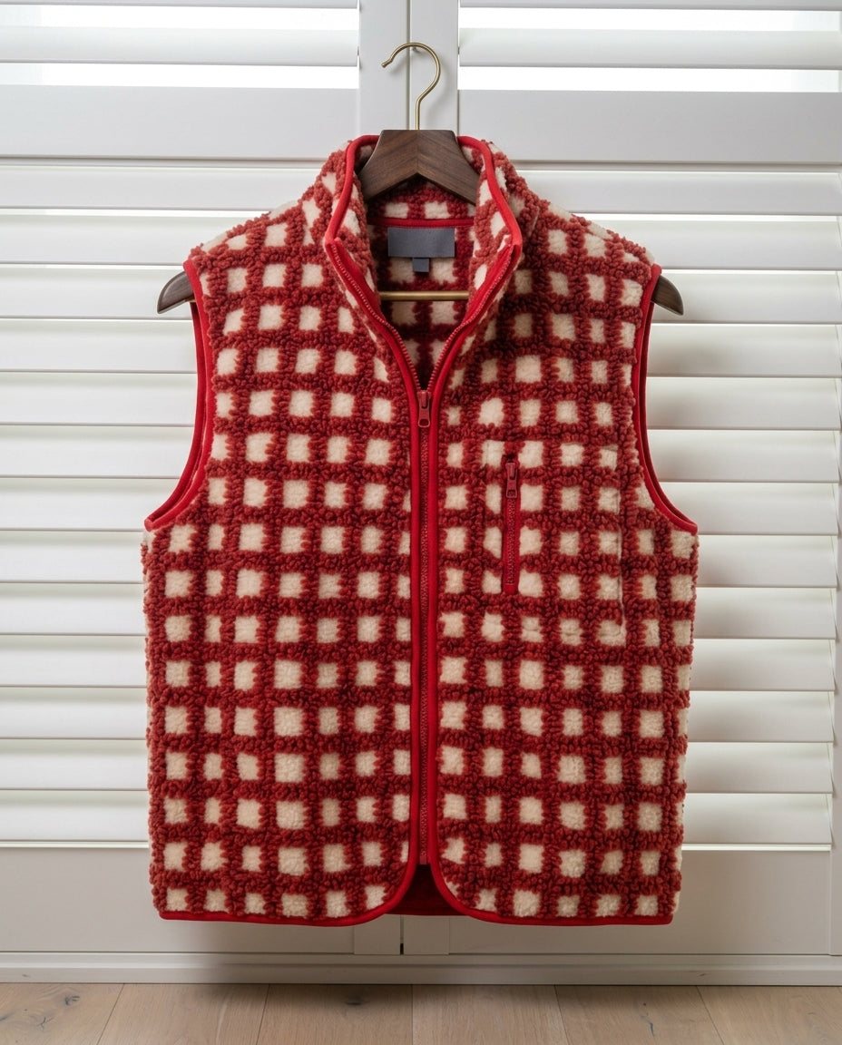 Palmer Women's Plush Checkered Sweater Vest
