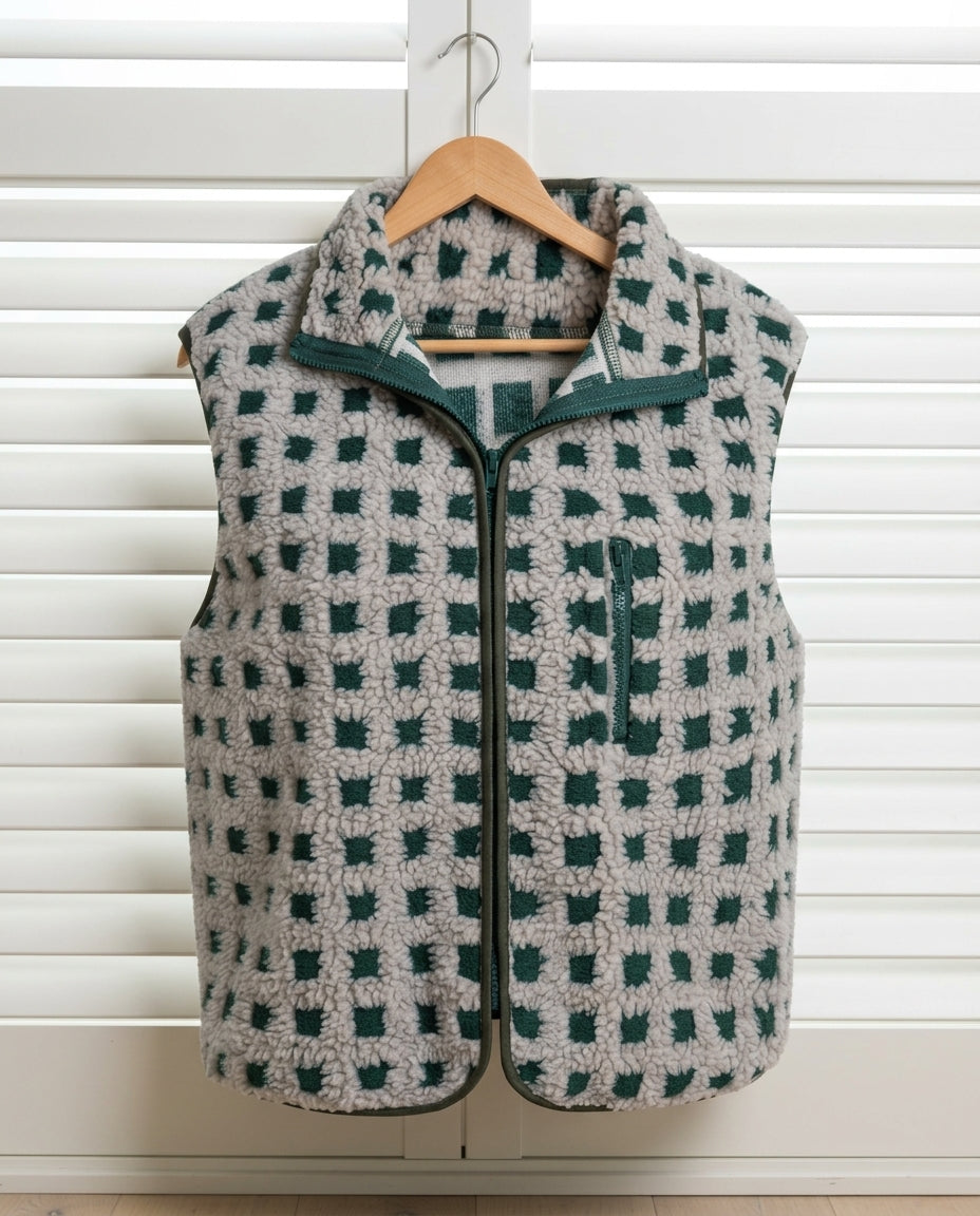 Palmer Women's Plush Checkered Sweater Vest