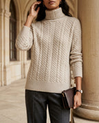 Kensington Women's Stylish Cable Knit Turtleneck Sweater