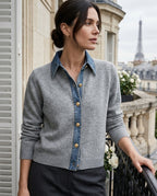 Bellamy Women's Denim Collar Knit Cardigan Sweater