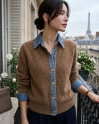 Bellamy Women's Denim Collar Knit Cardigan Sweater
