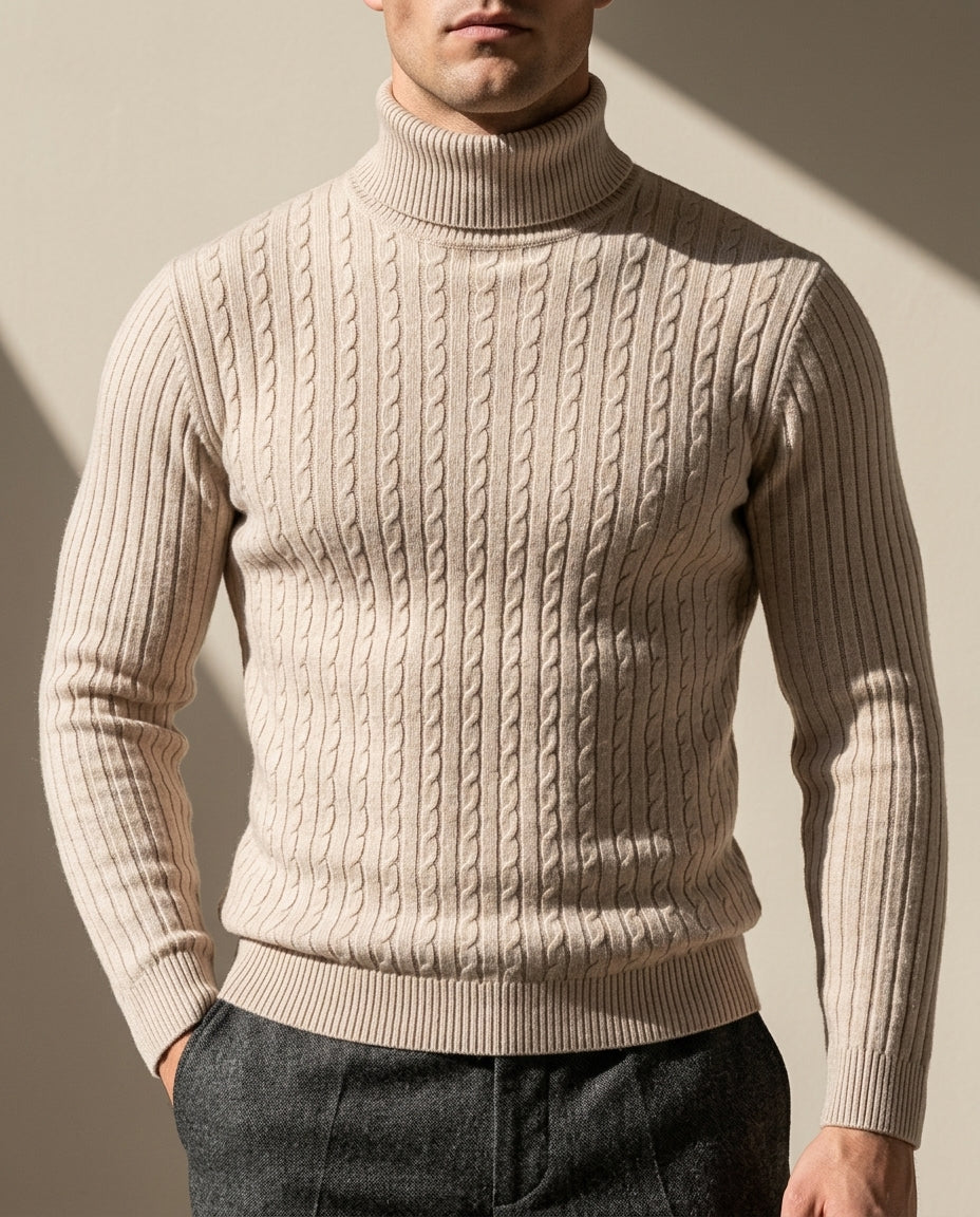 Whitfield Men's Cable Knit Turtleneck Sweater