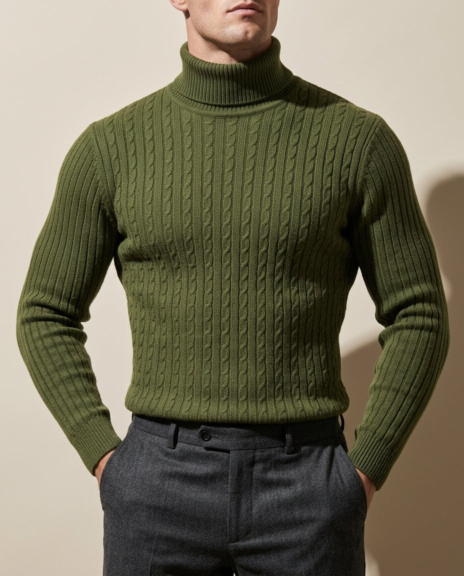 Whitfield Men's Cable Knit Turtleneck Sweater
