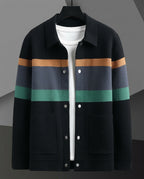 Sterling Men's Striped Collared Knit Cardigan Sweater
