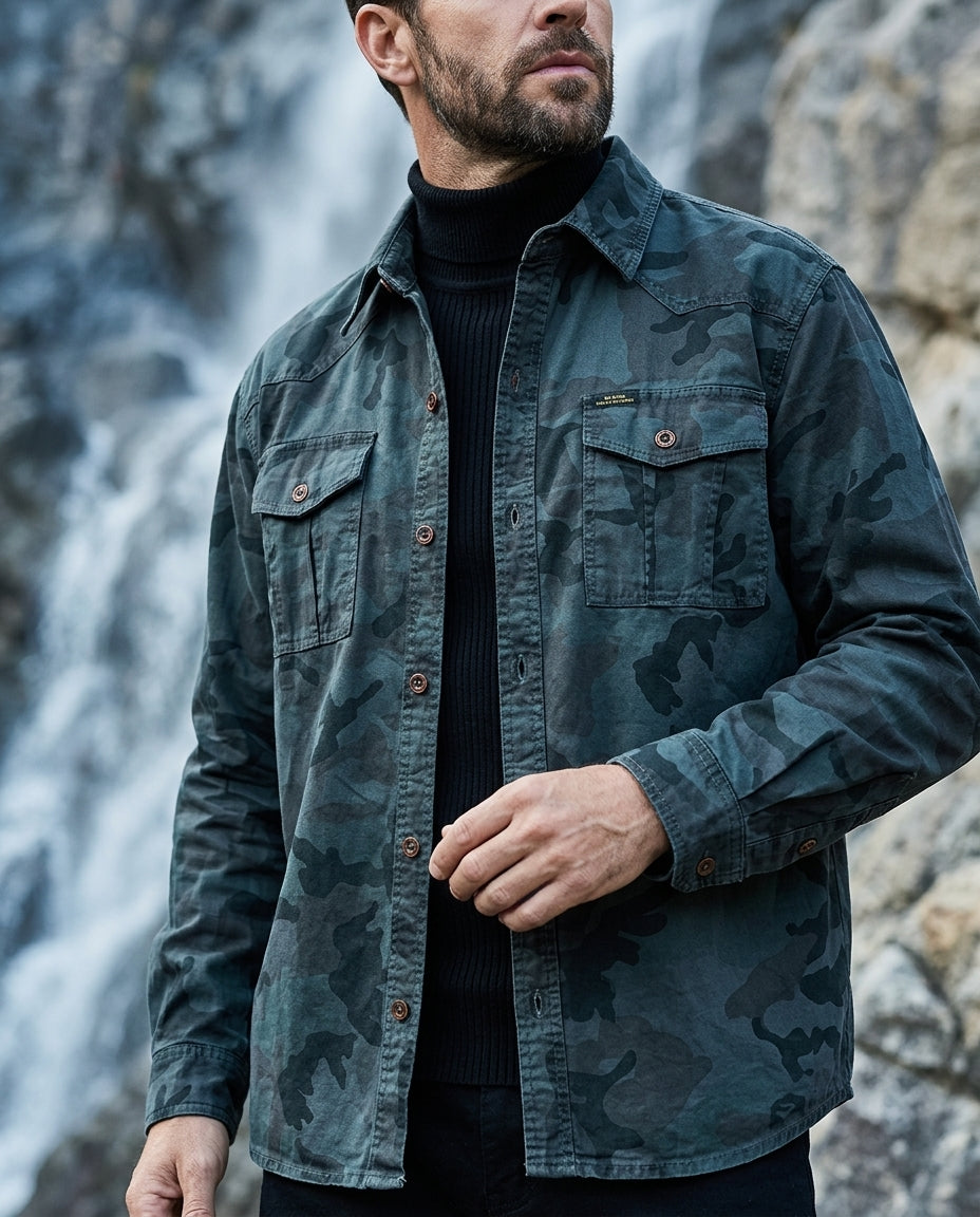Ashford Men's Cotton Camo Utility Shirt Jacket