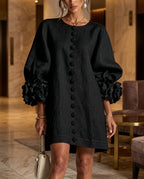 Whitney Women's Rosette Cuff Button Front Mini Dress