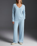 Collins Women's Ribbed Knit Wide Leg Lounge Set