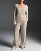 Collins Women's Ribbed Knit Wide Leg Lounge Set