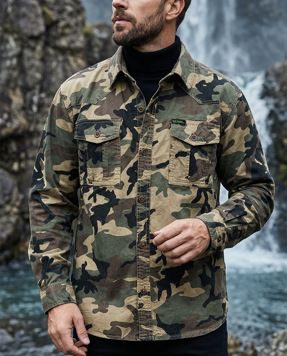 Ashford Men's Cotton Camo Utility Shirt Jacket