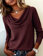 Adeline Women's Elegant Cowl Neck Knit Sweater