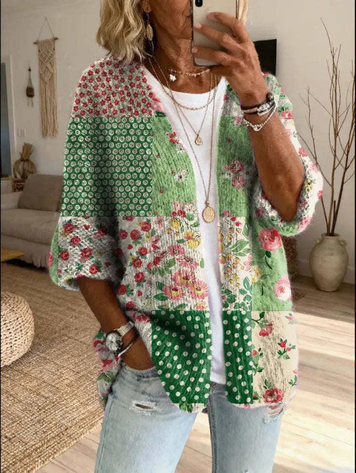 Marlowe Women's Floral Patchwork Knit Cardigan
