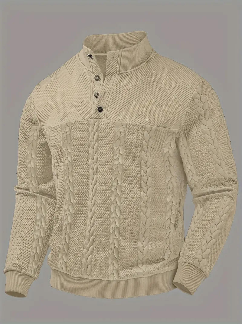 Sutton Men's Cable Knit Henley Sweater