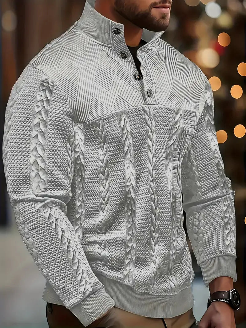 Sutton Men's Cable Knit Henley Sweater