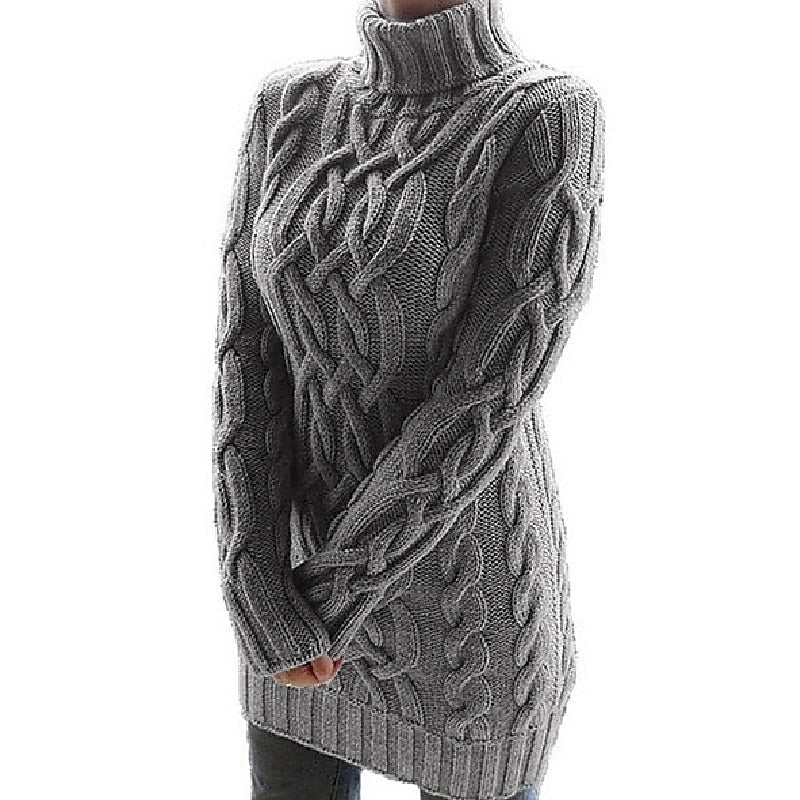 Whitney Elegant Cable Knit Sweater Dress