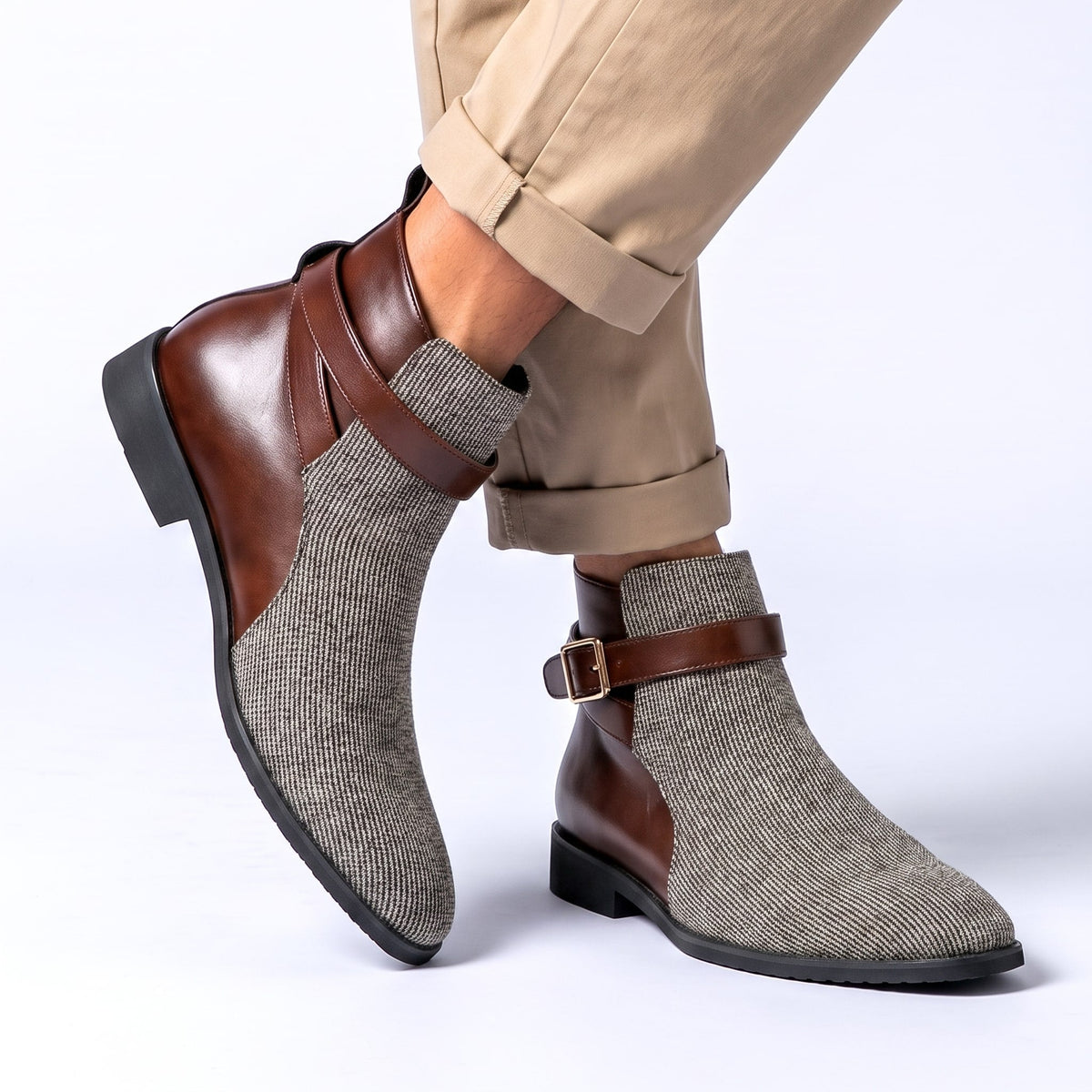 Grayson Men's Corduroy Buckle Ankle Boots