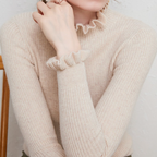 Henrietta Elegant Warm Ribbed Ruffle Neck Sweater