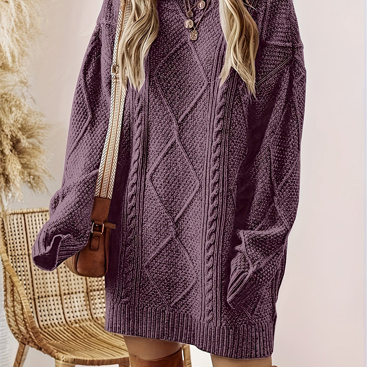 Collins Women's Diamond Cable Knit Dress