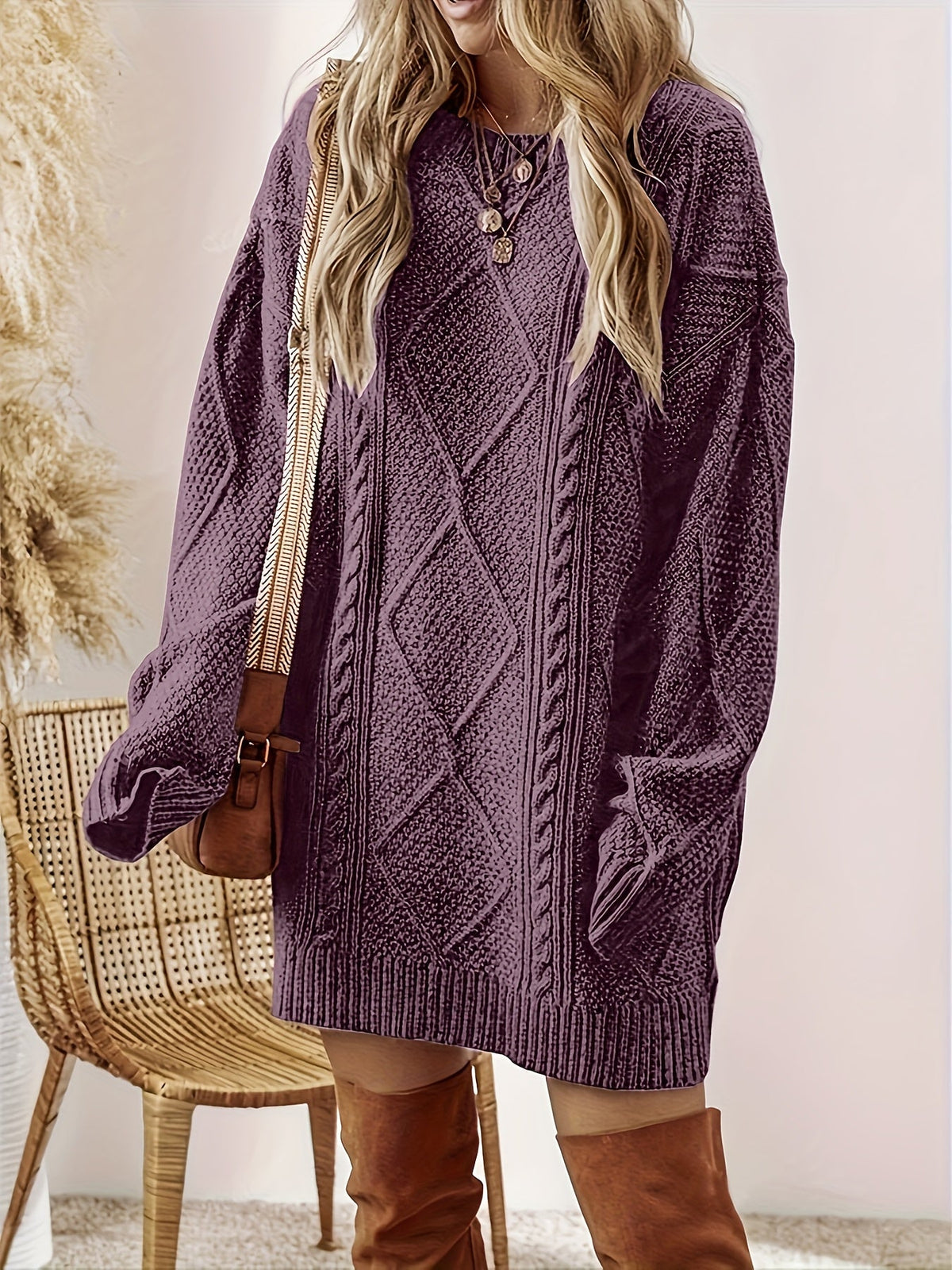 Collins Women's Diamond Cable Knit Dress