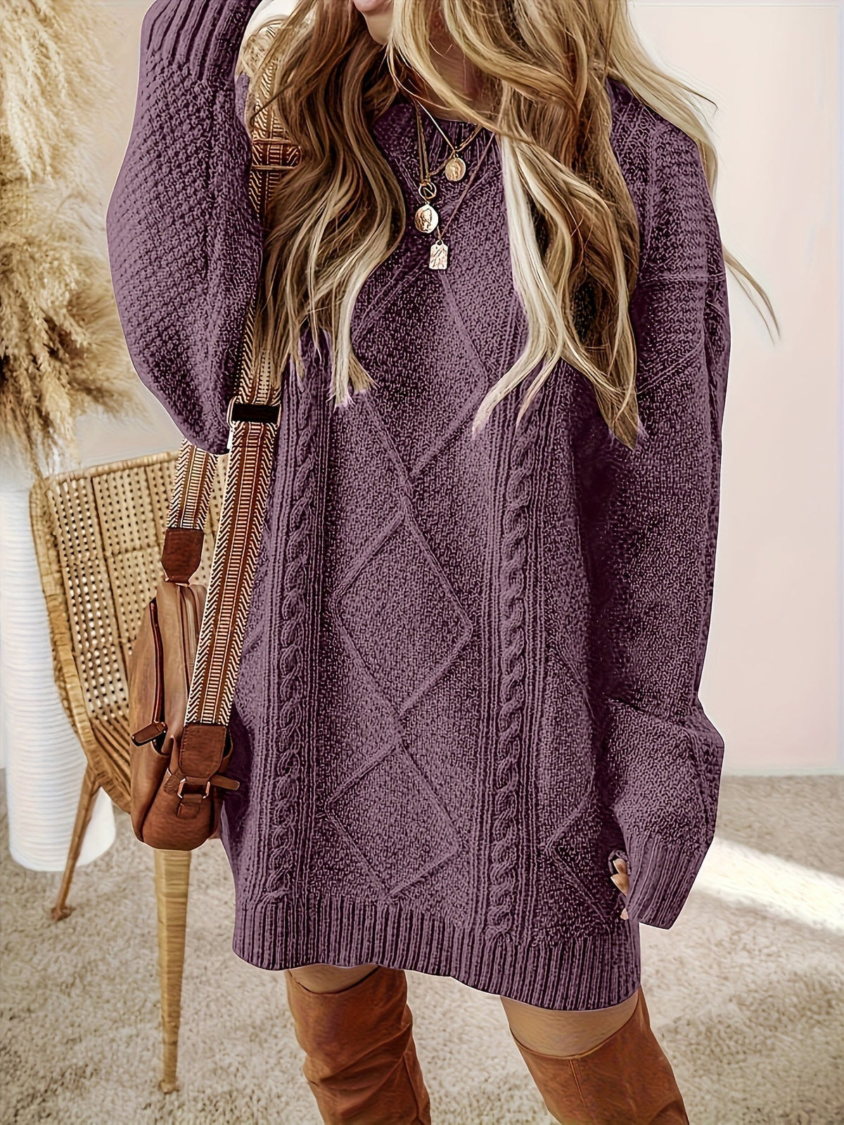 Collins Women's Diamond Cable Knit Dress