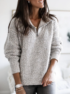 Josephine Casual Oversized Chunky Quarter Zip Sweater