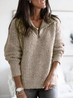 Josephine Casual Oversized Chunky Quarter Zip Sweater