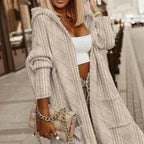 Ellen Women's Diamond Knit Hooded Cardigan