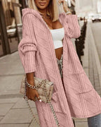 Ellen Women's Diamond Knit Hooded Cardigan