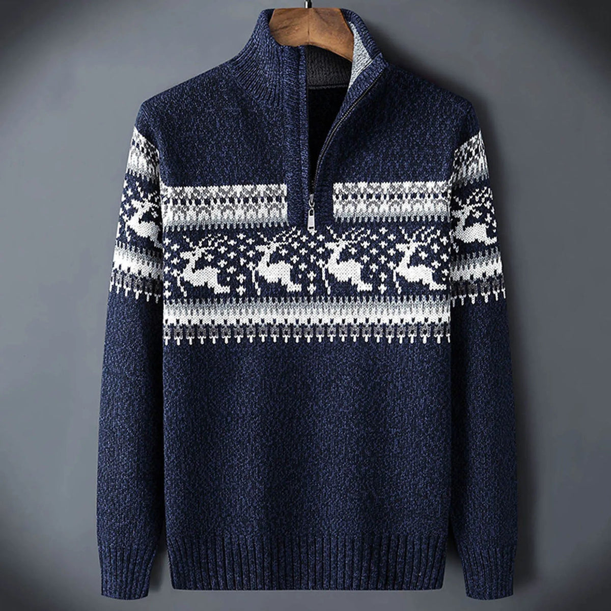 Everett Men's Fair Isle Quarter Zip Sweater