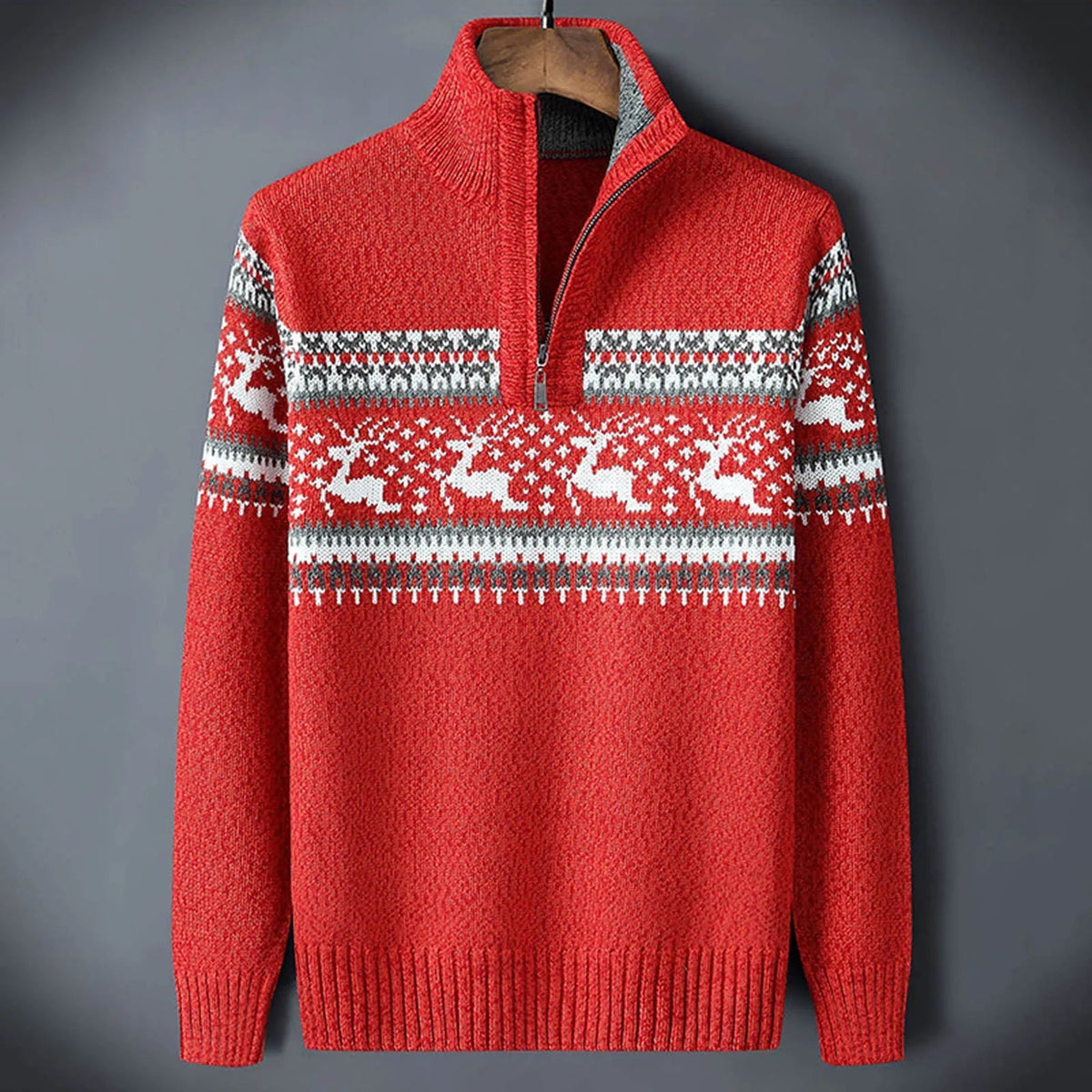 Everett Men's Fair Isle Quarter Zip Sweater
