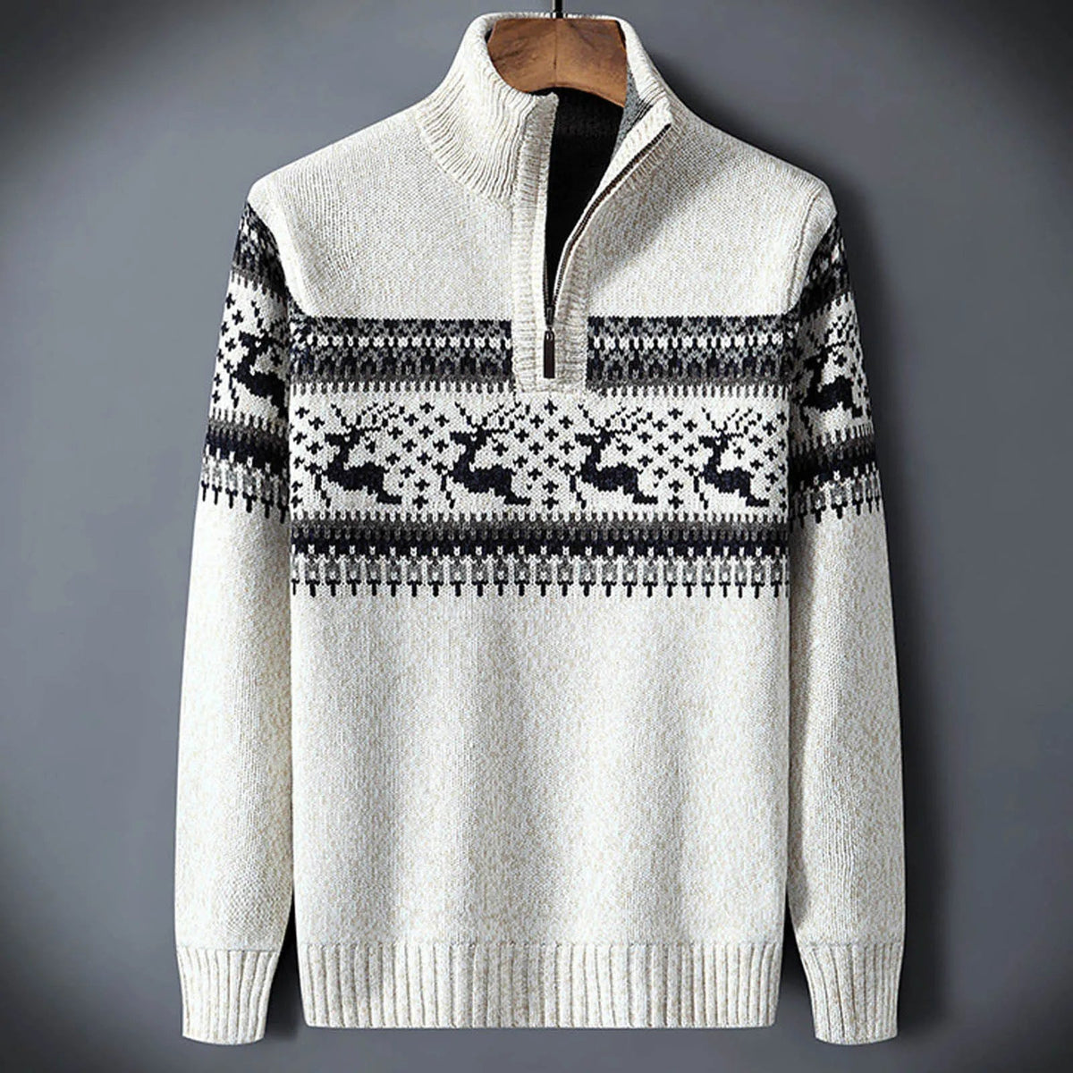 Everett Men's Fair Isle Quarter Zip Sweater