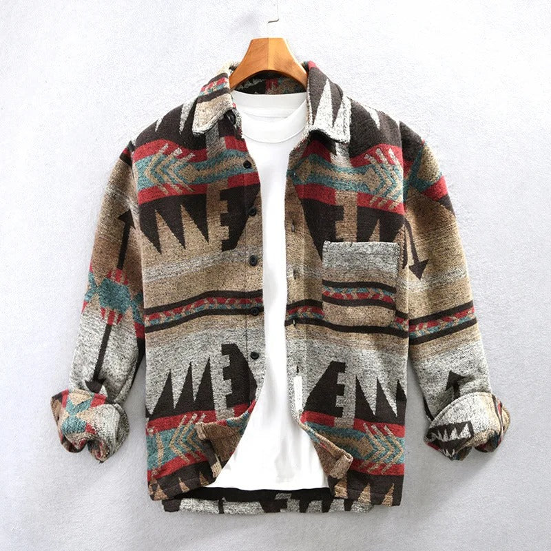 Everett Men's Aztec Print Flannel Overshirt