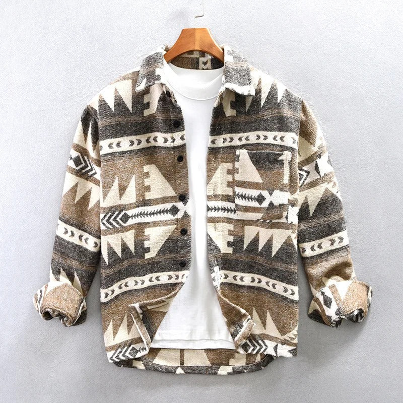 Everett Men's Aztec Print Flannel Overshirt