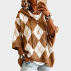Marlowe Cozy Argyle Hooded Batwing Sweater