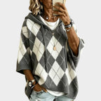Marlowe Cozy Argyle Hooded Batwing Sweater