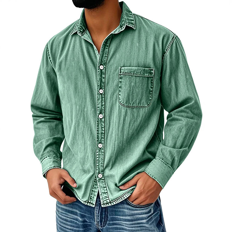 Everett Men's Vintage Washed Denim Button Up Shirt