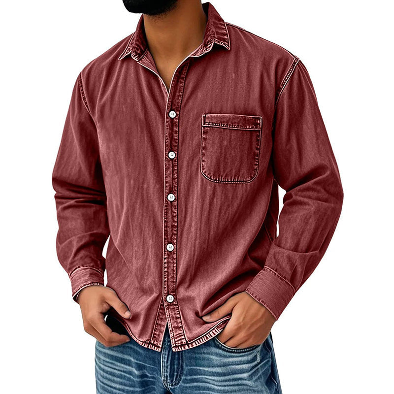 Everett Men's Vintage Washed Denim Button Up Shirt