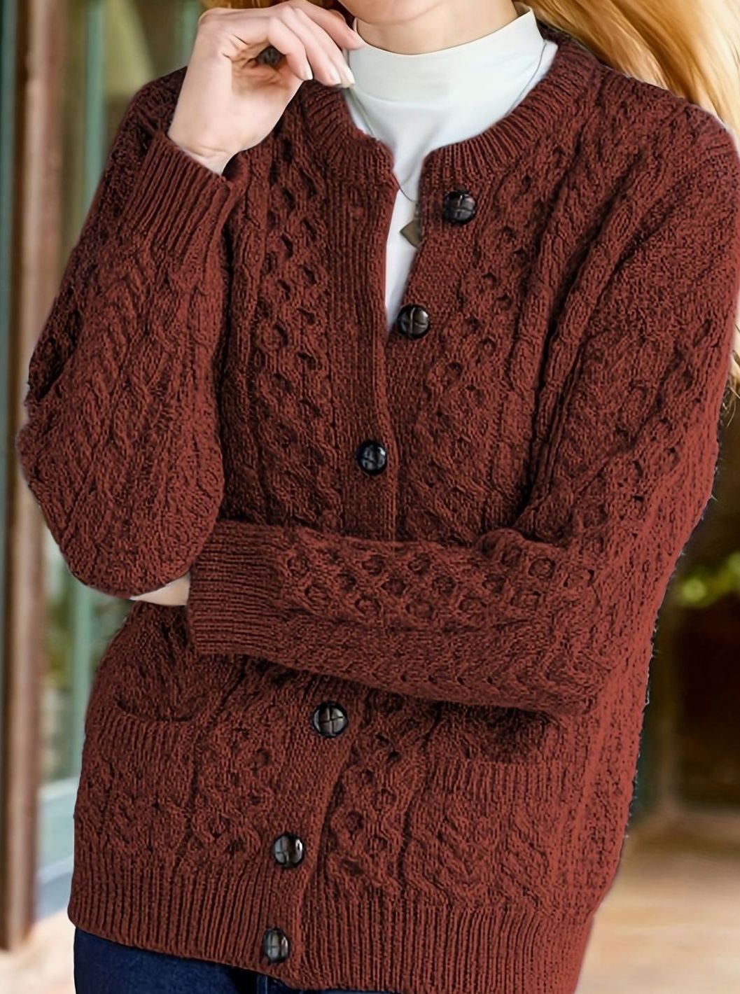 Hadley Women's Cable Knit Button Cardigan