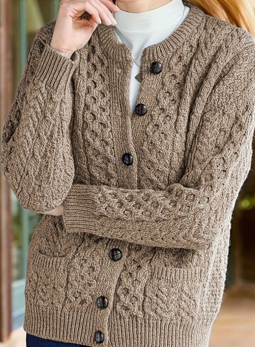 Hadley Women's Cable Knit Button Cardigan